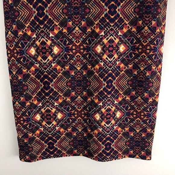 Lularoe Size XL Aztec Tribal Geometric Cassie Skirt Blue Orange Southwestern - Picture 7 of 10